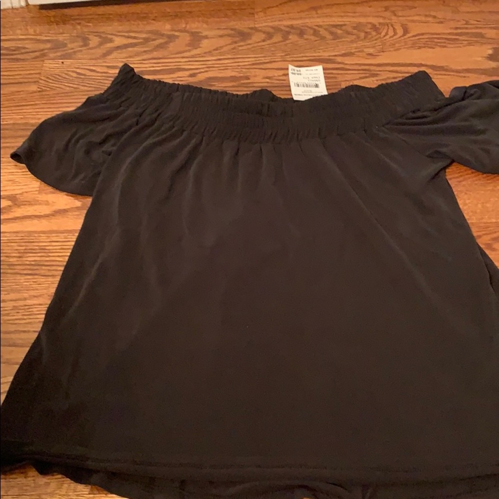 Black off the shoulder shirt